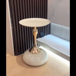 Elegant Round Metal Base Side Table with Spacious Counter and Anti-Slip Desktop