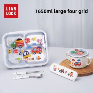LianLock | Child Lunch Box with 4 Compartments Stainless Steel Insulated