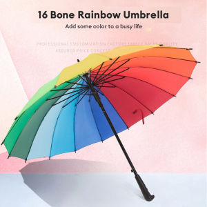 16 Bone Colourful Rainbow Umbrella Anti UV Light Sun Protection Rain Shelter Payung Pelangi 彩虹伞