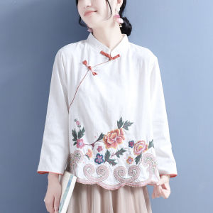 Luckin hàng hiệu cho phụ nữ thường Ngày Hàng Đầu tay áo dài áo cánh thêu Lễ Hội Dân tộc cỡ lỡn