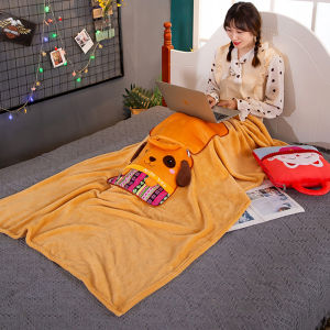 Cute Pillow Quilt Dual-use Pillow Folding Air Conditioning Blanket Car Interior Cushion Pillow 3-in-1 Office Nap Cushion Blanket