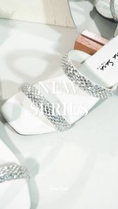 Sara sara ALISA Sandal Selop Hak Tahu Cantik Kekinian Sendal Heel Wanita 45cm Asesoris Tali Diamond