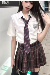 Áo Sơ Mi Nữ Tay Ngắn Rộng Rãi Thêu Phong Cách Trường Đại Học Áo Sơ Mi Nữ Phong Cách Nhật Bản JK Club Little Deer Forest