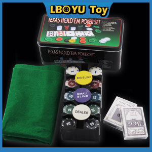 200Pcs Texas Holdem Poker Game / Mainan Kartu Poker / Casino Game Set Texas Hold em Chips Coins