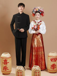 New Groom Wedding Suit Dress Mens Stand Collar Zhongshan Suit Chinese Style Marital Western Wear National Trend Tang Suit Wedding Gown