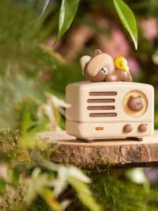 MAOWANGMIAOBO | ลำโพงบลูทูธทรงเรโทรร่วมงานกับเจ้าชายหมีบรูน์ ลำโพงไร้สายสำหรับวันเกิดของผู้หญิง ลำโพงบลูทูธแบบมินิสำหรับใช้ในบ้าน