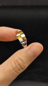 แหวนพลอยของแท้ พลอยอำพัน(Amber) "อัญมณีแห่งความเด็ดเดี่ยว" ตัวเรือนเงินแท้ 92.5 % ชุบทองคำขาว ไซด์นิ้ว 61 หรือเบอร์ 9.5 US สินค้ามีใบรับประกัน