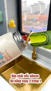 Cọ Rửa Đa Năng 3 Đầu Xoay Dụng Cụ Cọ Rửa Nắp Bình Bình Sữa Đa Năng Tiện Lợi Thông Minh