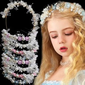 Elegant Pearl Flower Headband Bohemian Girls Bridal Wreath Hair Hoop Women Wedding Sweet Headwear Hair Accessories