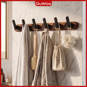 GUWOO Alat Gantung Baju Hook Entry Door Key Hook Entry Hook Solid Wood HookWall-Mounted Storage Rack Wall No Drilling