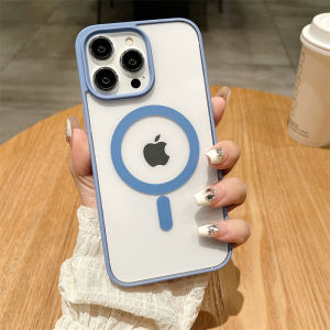 Acrylic Magnetic Wireless Charging Phone Case for iPhone 16 pro 15 Apple 14 Anti-Fall Mini Car 13 Protective Cover with Large Holes