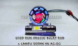 Paket Lampu Motor Stop Projie Bulat Plus Lampu Led Depan H6 Kakra AC DC 12 Volt - TPV