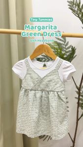 Tiny Tummies Dress with Headband Set Margarita Green & White Checkered Pattern (DRH-W 6116 MD)