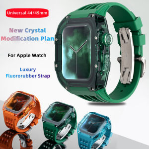 For Apple Watch Series 9/8/7/SE/6/5/4 Richard Mill Mod Kit Luxury RM Fluororubber Band Strap & Crystal Transparent Case for Apple i Watch 45mm/44mm（No Watch） Reloj Richard Mille - Lazada