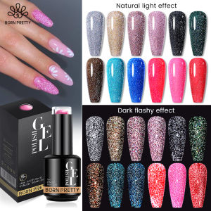 BORN PRETTY 10ML/15ML Reflective Glitter Gel Nail Varnish Color Gel Base Top Coat Gel Polish Nail UV Gel Complete Set Nails Art Tool Decoration