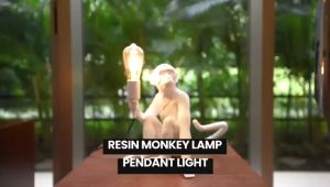 Lampu Hias Patung Monyet Artistik Desain Vintage dengan Bohlam LED untuk Dekorasi Interior