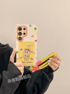 เคสโทรศัพท์ Samsung S25 Ultra น่ารัก พร้อมสายคล้อง กระเป๋าใส่บัตร ป้องกันรอยขีดข่วน ลายการ์ตูน สำหรับ Samsung S24 S23 U S22 A52 S21 FE A55 Note20 A54 A53