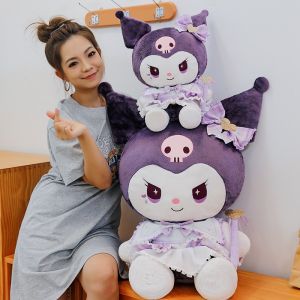 JOJO CASTLE Sanrio Kawaii Purple Kuromi Plush Toy Pillow Anime 25/35/45/60cm Cartoon Soft Purple Kuromi with Heart Stuffed Dolls Lolita Dress Kuromi Doll Creative Surprise Room Decoration Gift 库洛米玩偶