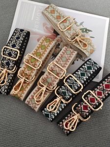 Adjustable Diamond Pattern Wide Strap Bag Accessories Crossbody Backpack Replacement Belt Trendy Canvas Embroidery Womens Shoulder Strap