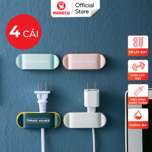 Móc Dán Tường Treo Phích Cắm Ổ Cắm Cáp Sạc Kẹp Dây Điện Đa Năng Siêu Chắc - Hộp 4 cái Nhựa ABS Cao Cấp - Modeco