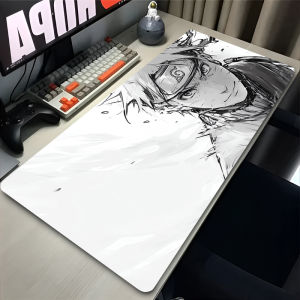 Bandai | Mouse Pad Office Laptop Naruto Uzumaki Anime Mousepad Black And White Desk Mat PC Game Mouse Mats Rubber Keyboard Pad XXL Carpet