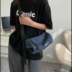 QFDI ผู้ชาย-ผู้หญิง กระเป๋ากระบอกสำหรับกระเป๋าสะพายไหล่เทรนด์ กระเป๋าสะพาย กระเป๋าสะพายข้าง กระเป๋าสะพายข้างผู้หญิง