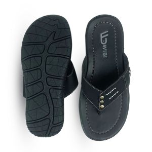 Sandal Kulit Sintetis Pria Dewasa /Sendal Jepit Flipper Terbaru Selop Slop Casual Murah 100% Real Pick Coklat Hitam S06