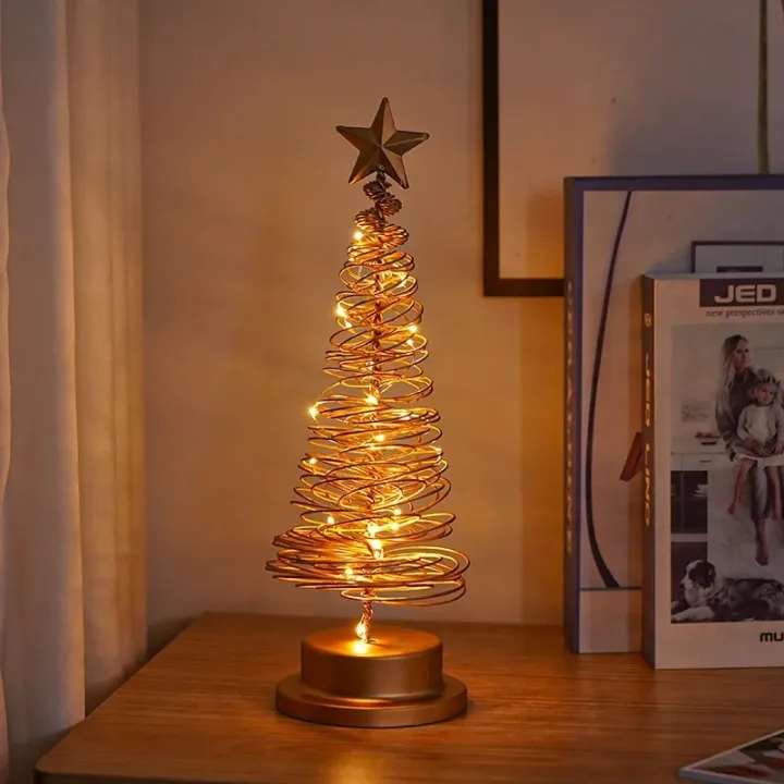 Tree Led Night Light LED Christmas Tree Table Light Creative Spiral Tree Lamp Warm White ...