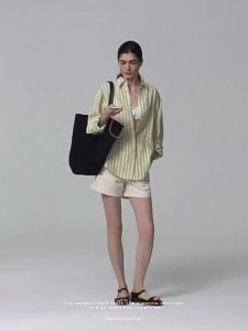 SHEITAOZI | Flax Stripes Loose Leisure Shirt