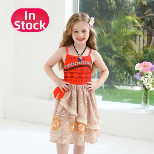 Princess Moana Dress Ocean Wonder Performance Costume Set NN74 Childrens Summer Polyester Skirt for Girls
