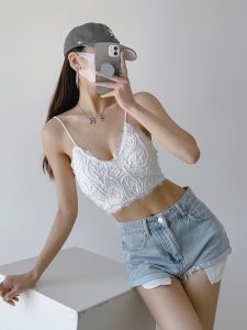 Áo Ba Lỗ Ren Kiểu Pháp Cho Nữ Áo Ba Lỗ Dây Chuyền Ngực Áo Ba Lỗ Lót Ngực Áo Ba Lỗ Mùa Hè Áo Ba Lỗ Ngắn Màu Trơn Áo Ba Lỗ Ôm Vừa Vặn