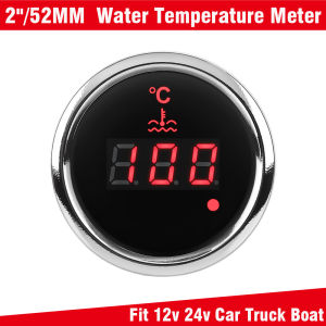 RYSJM | Universal 2" 52mm Water Temp Meter Temperature Gauge Indicator 0-120℃ for Car RV Auto Yacht Boat with Red Backlight 12Volts 24V