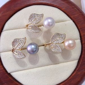 Cincin Daun Mutiara Air Tawar Asli Bersertifikat
