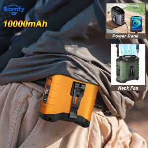 Portable Outdoor Waist Fan Hanging Neck Fan Rechargeable Fan with Power Bank Digital Display for Sports Courier Outdoor Working