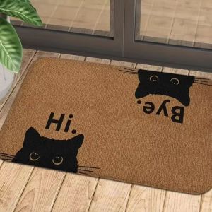 Thảm Cửa Hình Mèo Hoạt Hình VIKAMA Thảm Polyester Mềm Chống Trượt Thảm Trang Trí Sàn Hình Mèo Con Dễ Thương Cho Lối Vào Nhà Người Yêu Thú Cưng