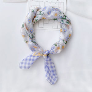 Retro Floral Cotton Scarf Artistic Headband Travel Outfit Styling Silk Scarf Hair Accessory Versatile Multifunctional Womens Fashion