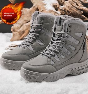 Northeast Thickened Fleece Lined High Top Snow Boots Mens Winter Warm Cotton Shoes Outdoor Sports Anti-Cold Anti-Slip Boots