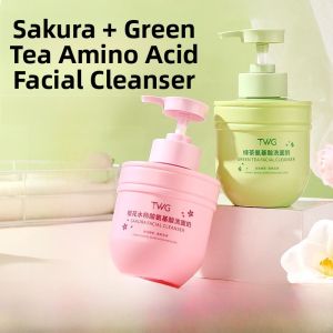 Amino Acid Salicylic Acid Green Tea Facial Cleanser Sakura Deep Cleaning Moisturizing Pore Shrinking for Men And Women