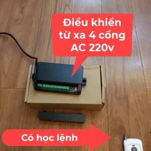Bộ công tắc điều khiển từ xa 220v 4 cổng có học lệnh tần số 433mhz công tắc đèn quạt máy bơm
