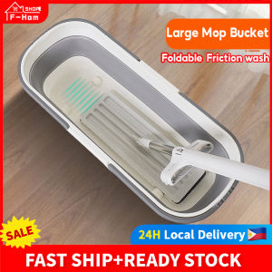 Fortune Home Folding Mop Bucket Silicone Collapsible Mop Bucket With Handle Collapsible Wash Basin Rectangular Mop Basin Portable Folding Water Storage Bucket With Wheel Suitable For Many Mops
