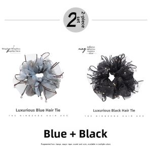 NING ZHOU | Blue Net Bow Hair Accessory