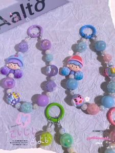 🔥🔥🔥ป๊อปคอร์นน้องสาวสร้างสรรค์ลูกปัดโทรศัพท์โซ่รถพวงกุญแจกระเป๋าแขวนขนาดเล็กอุปกรณ์เสริมหูฟังกระเป๋าอุปกรณ์เสริมเพื่อป้องกันการสูญเสียความคิดสร้างสรรค์โทรศัพท์ลูกปัดโซ่แฟชั่นพวงกุญแจสีรูปแบบการ์ตูน(ส่งปะเก็น)