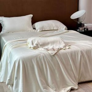 100% Silk Quilt Lyocell Fiber Comforter Queen Size Summer Blanket White Jacquard Duvet Bed Cover Single And Double Bedding