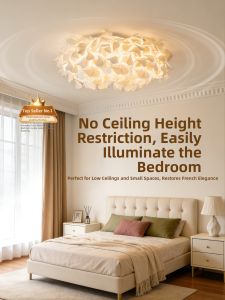 XUNZE | French Cream Style Petal Ceiling Light for Bedroom Kids Room