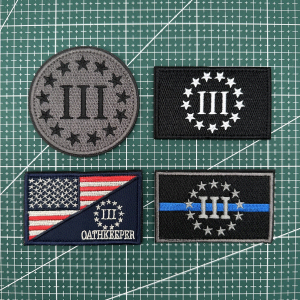 เข็มขัดบังคับการท่องเที่ยวแบบยุทธวิธี กระเป๋าสตางค์ผ้าฝ้ายปักลาย 3 ความมั่นใจ เข็มขัดสายรัดแขน โลโก้สีฟ้า