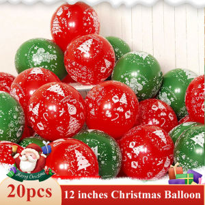 YESPERY 10/20Pcs 10inch Christmas Print Latex Balloons Green Red Balloon Christmas Birthday Party Wedding Decoration Balloon