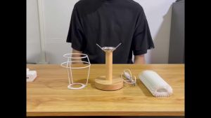 Lampu Tidur Aesthetic TA016 - Lampu Meja Vintage Classic Motif Kayu - Vintage Bed Lamp