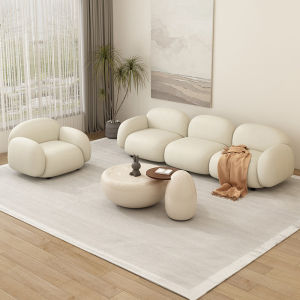 Cream Style Disposable Technology Fabric Sofa Living Room Straight Row Small Apartment Minimalist Rest Area Reception Internet Celebrity Double