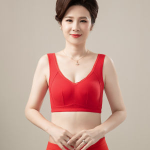 Baisina | Red Elderly Womens Underwear Set Front Buckle