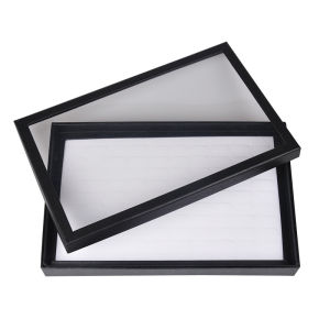 Jewelry Storage Box Earrings Ring Tray Ear Studs Earring Box Display Plate Tray Stall with Lid Necklace Stand Transparent